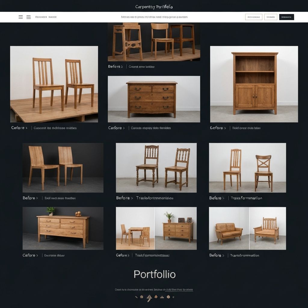 Portfolio de carpintería antes y después de la página web